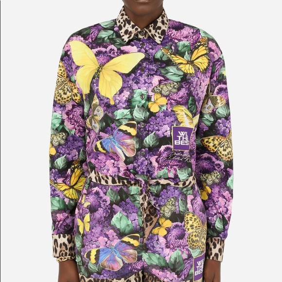 Dolce & Gabbana x Khaled Short poplin shirt butterfly print knot detail - Picture 5 of 15